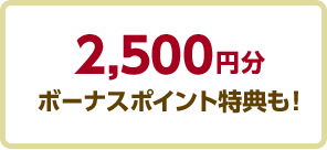 2,500円分ボーナスポイント特典も!