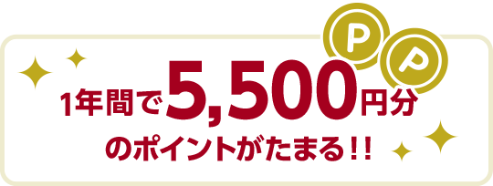 1年間で5,500円分のポイントがたまる!!