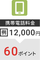 携帯電話料金 例：10,000円→50ポイント