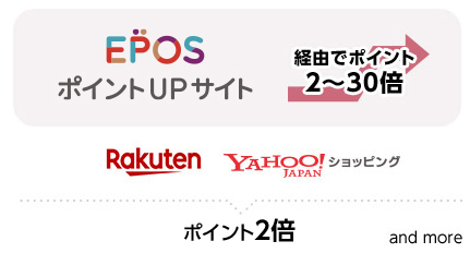 EPOSNetポイントアップサイト たまるマーケット経由でポイント2~30倍 Rakuten Yahoo japanショッピング ポイント2倍 and more