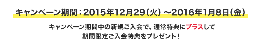 �L�����y�[�����ԁF2015�N12��29�i�΁j�`2016�N1��8���i���j �L�����y�[�����Ԓ��̐V�K������ŁA�ʏ���T�Ƀv���X���Ċ��Ԍ��育������T���v���[���g�I