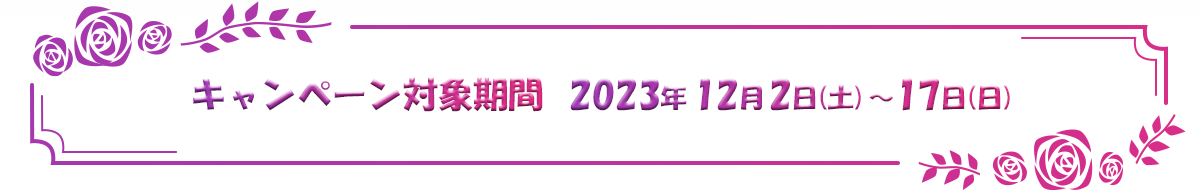 キャンペーン対象期間 2023年12月2日(土)〜17日(日)