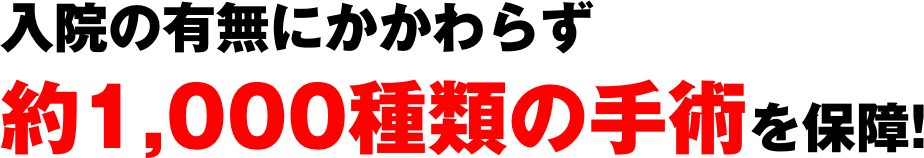 入院の有無にかかわらず約1,000種類の手術を保障!