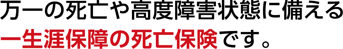 万一の死亡や高度障害状態に備える一生涯保障の死亡保険です。
