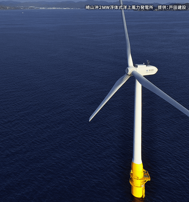 崎山沖2MW浮体式洋上風力発電所 提供：戸田建設